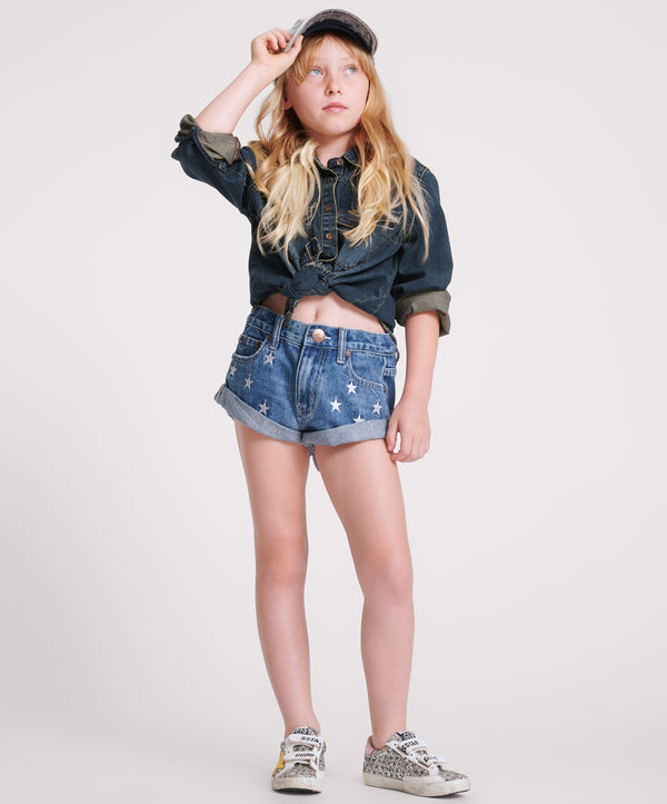 Kids Bandits Low Waist Denim Shorts - Pacifica Blue