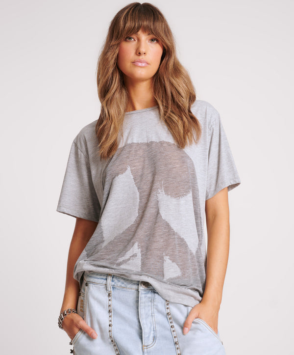 Peace Burnout Basketball Tee - Grey Marl