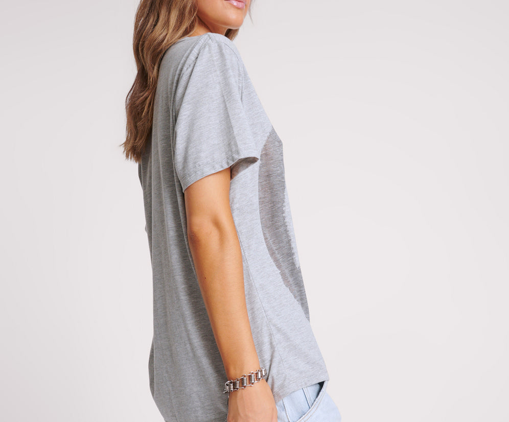 Peace Burnout Basketball Tee - Grey Marl