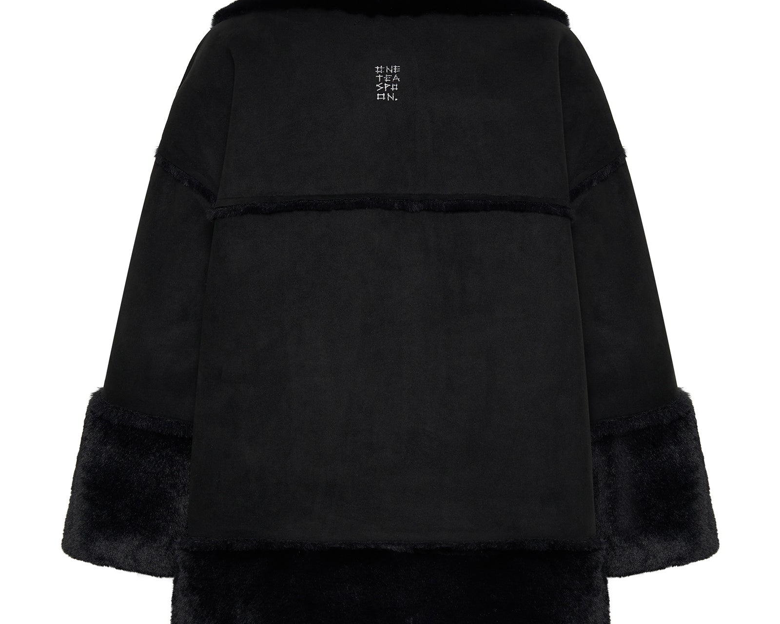 Faux Shearling Aviator Coat - Black