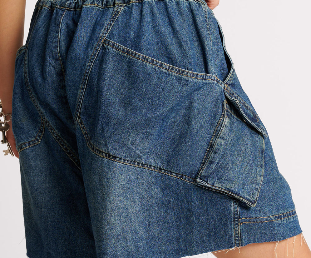 Parachute Denim Shorts - Used Blue