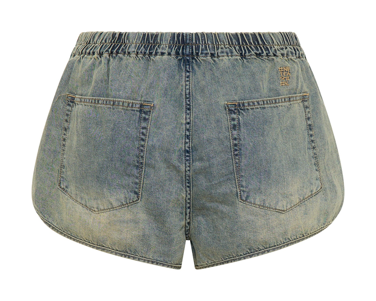 Dylan Low Waist 70s Elasticated Denim Shorts - Blue Sand