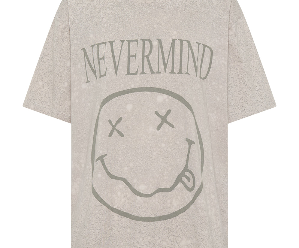 Nevermind Hand Dyed Raindrop Boyfriend Tee - Stone