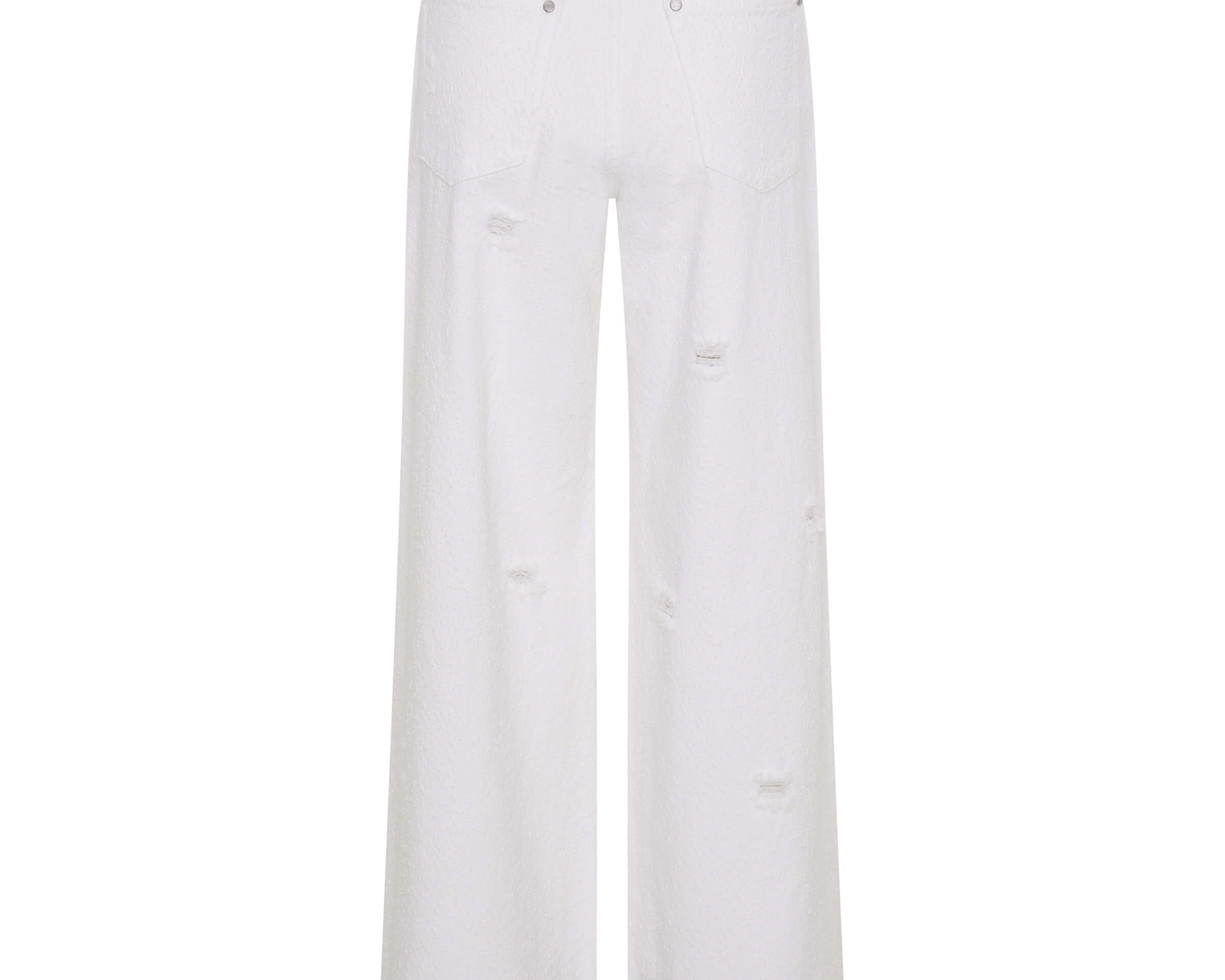 Jackson Mid Waist Wide Leg Denim Jeans - Textured White