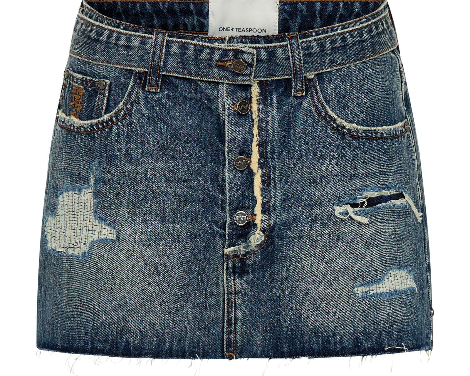 Belted Denim Mini Skirt - Boys Club Blue