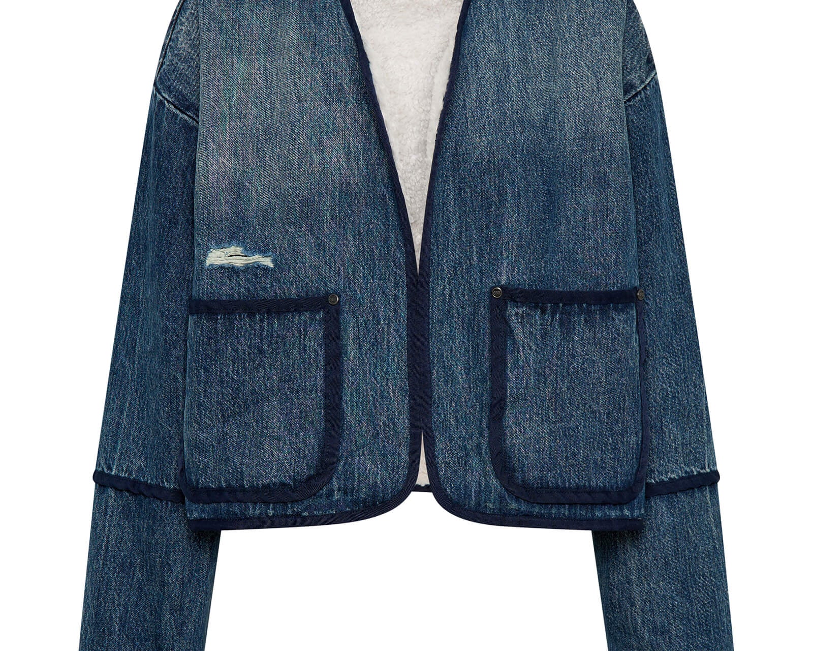 Teddy Cropped Denim Jacket - Boys Club Blue