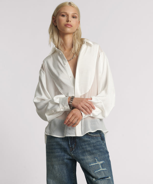 Sheer Tuxedo Shirt - White