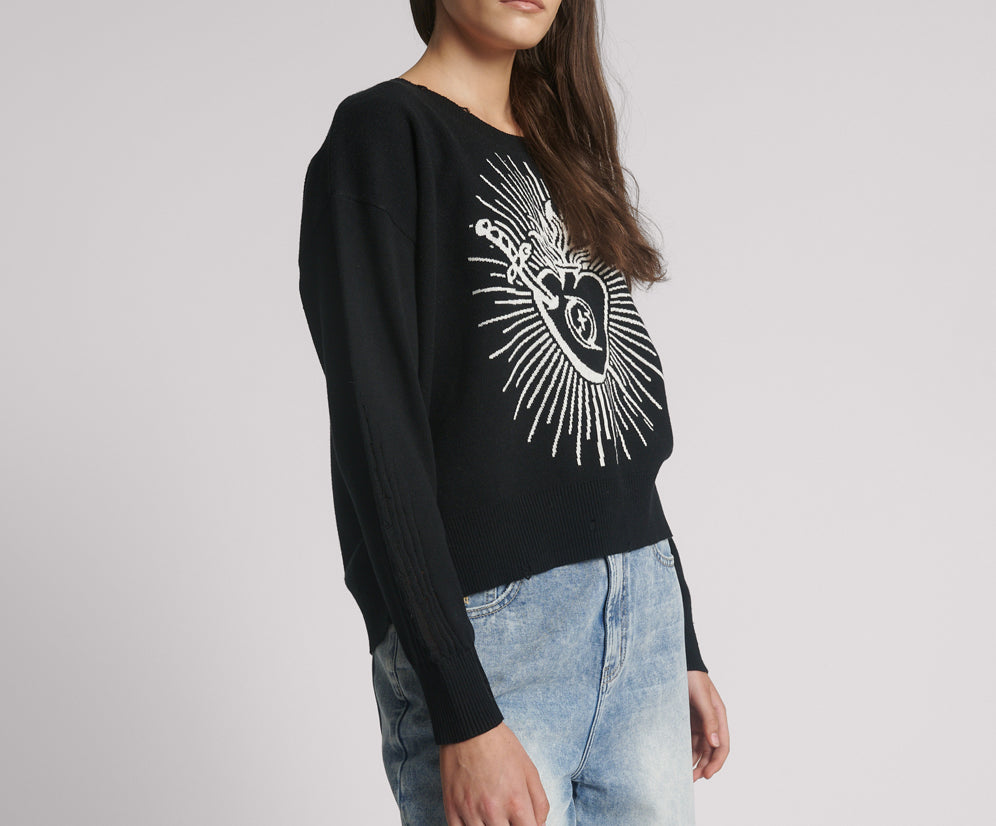 Heart O Steel Knit Jumper - Black