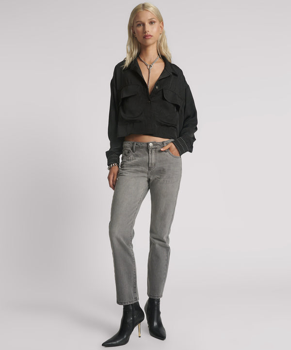 Stixx Low Waist Slim Straight Leg Denim Jeans - Dove Grey