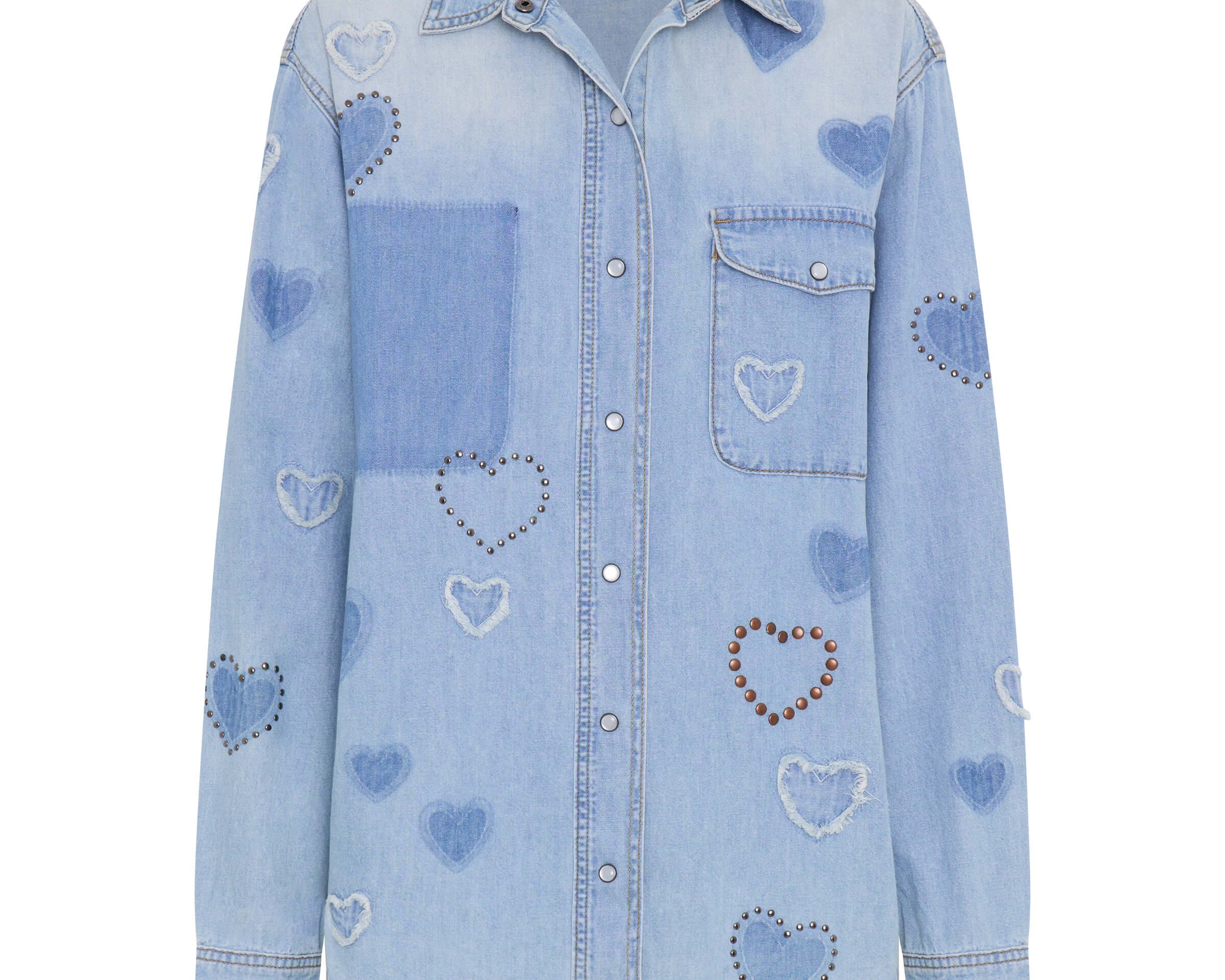 Everyday Studded Denim Shirt - Blue Heart