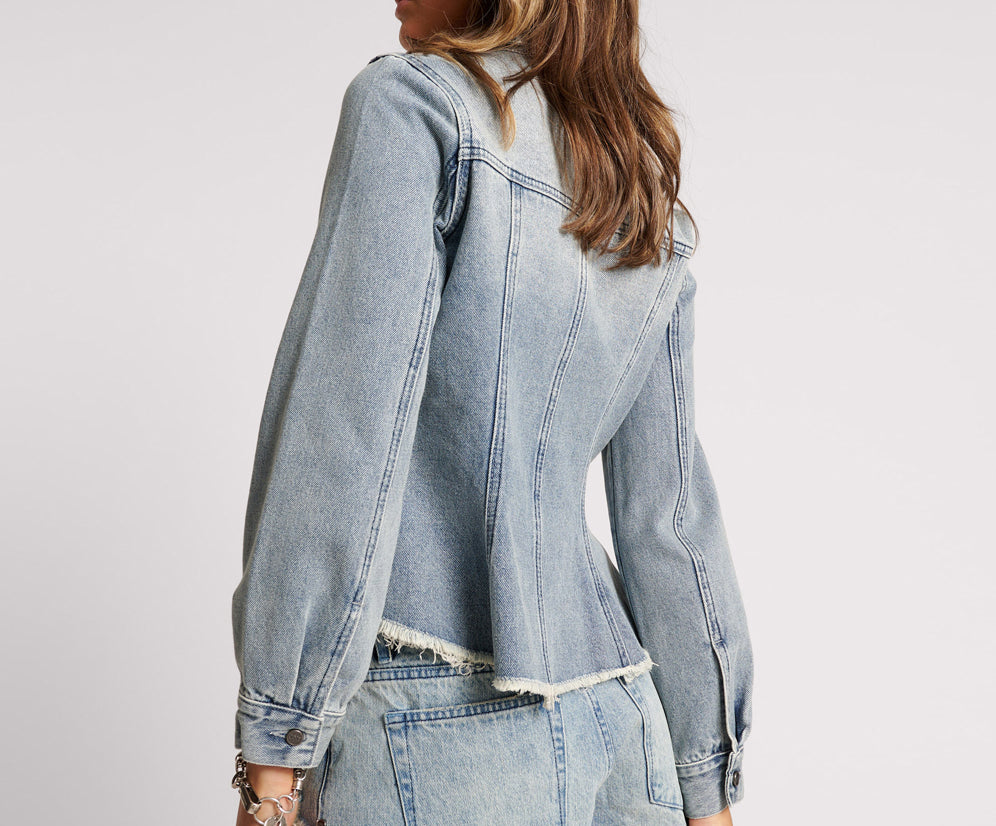 SALTY DOG PEPLUM DENIM SHACKET