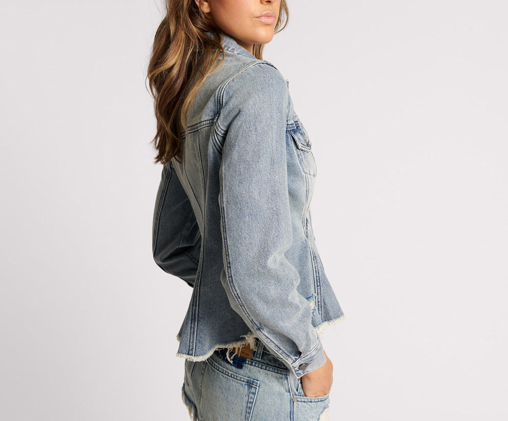 SALTY DOG PEPLUM DENIM SHACKET