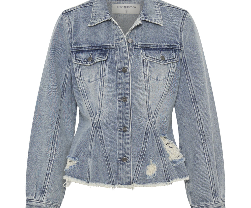 SALTY DOG PEPLUM DENIM SHACKET