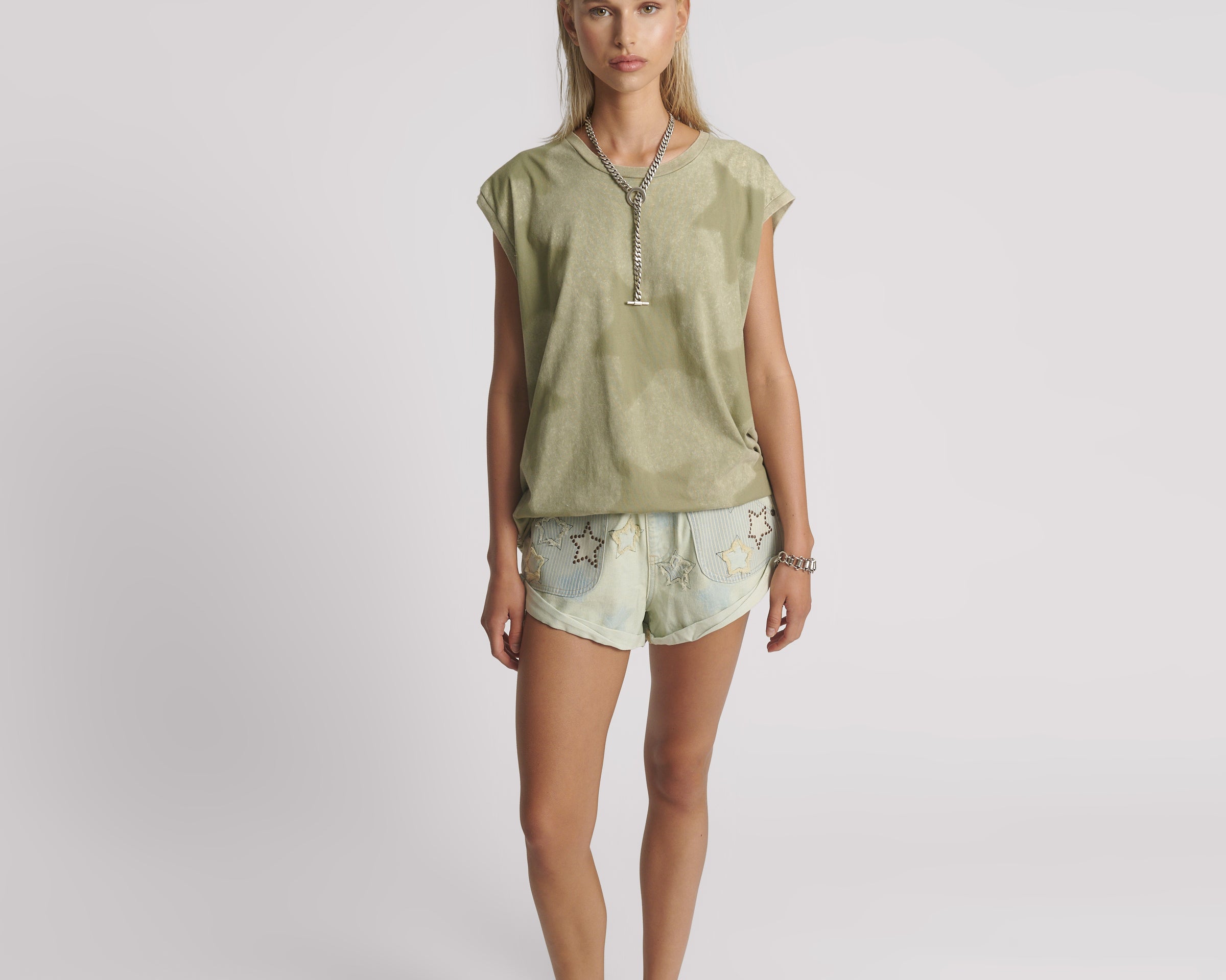 Star Dust Oversized Tank - Khaki