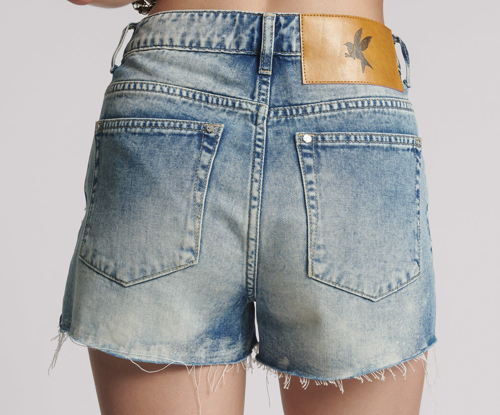 Bowies High Waist Denim Shorts - Sunset Blue