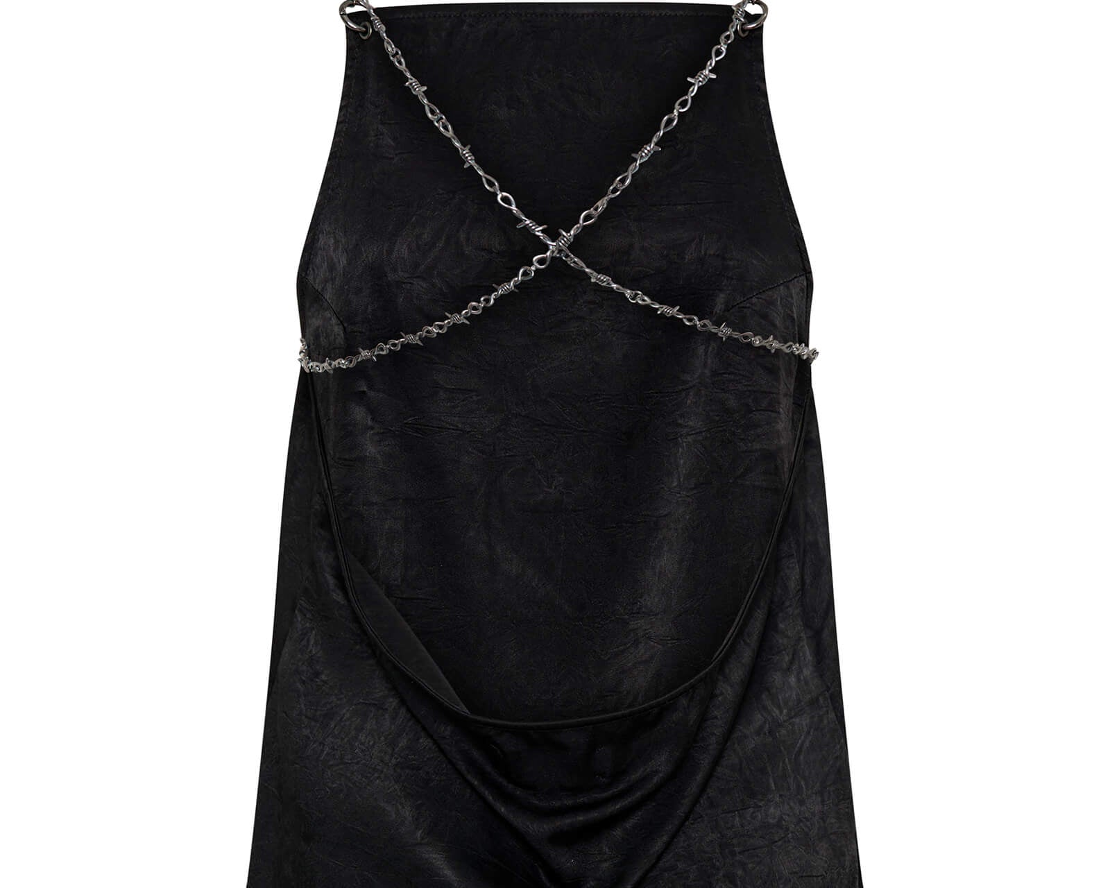 Heaven Chain Satin Backless Top - Black