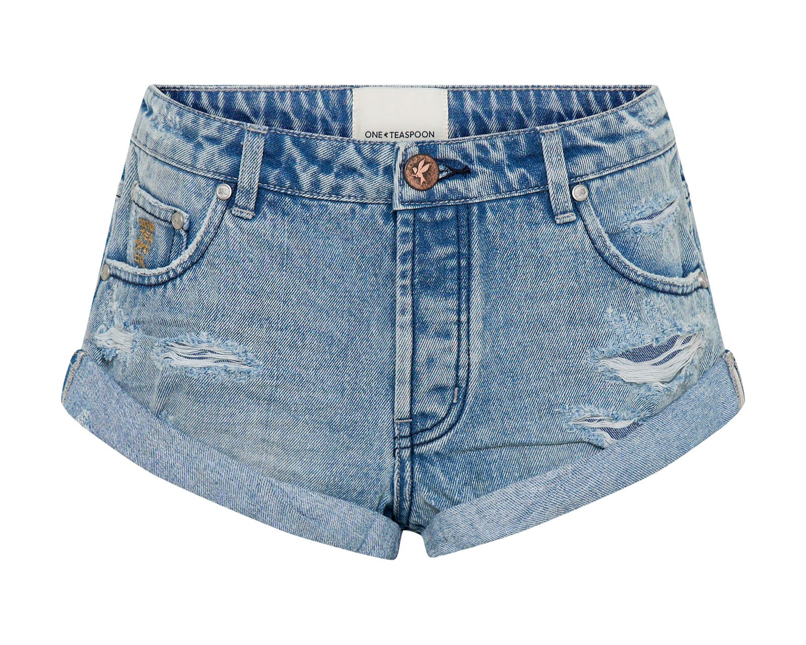 Bandits Low Waist Messed Up Denim Shorts - Salty Dog