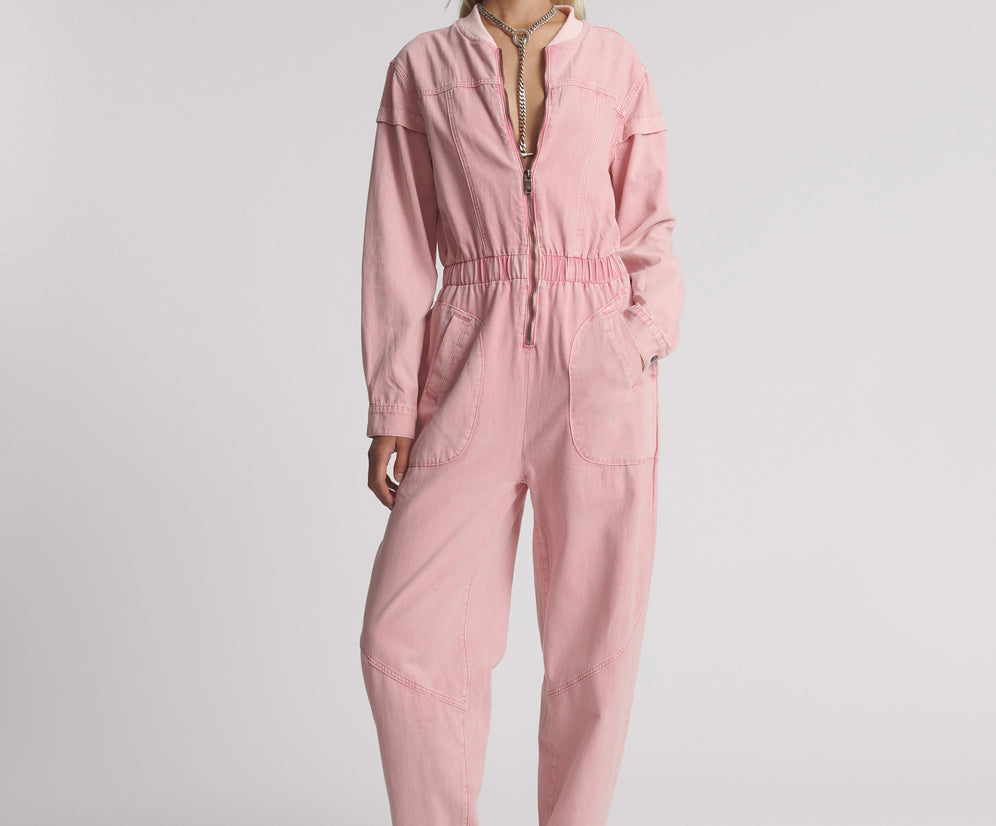 Cindy Aviator Jumpsuit - Pink