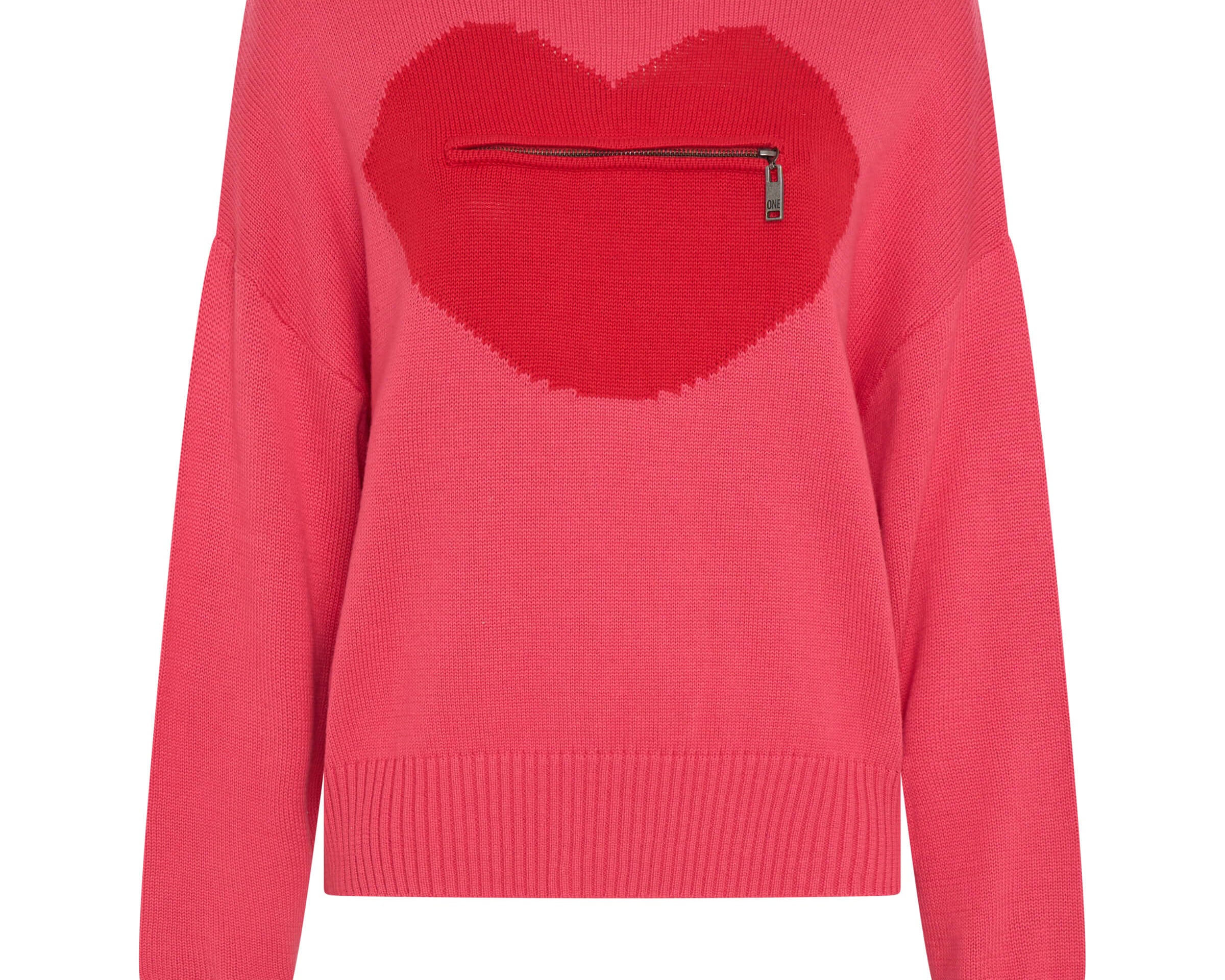 Lips Of Love Zip Front Valentines Sweater - Pink