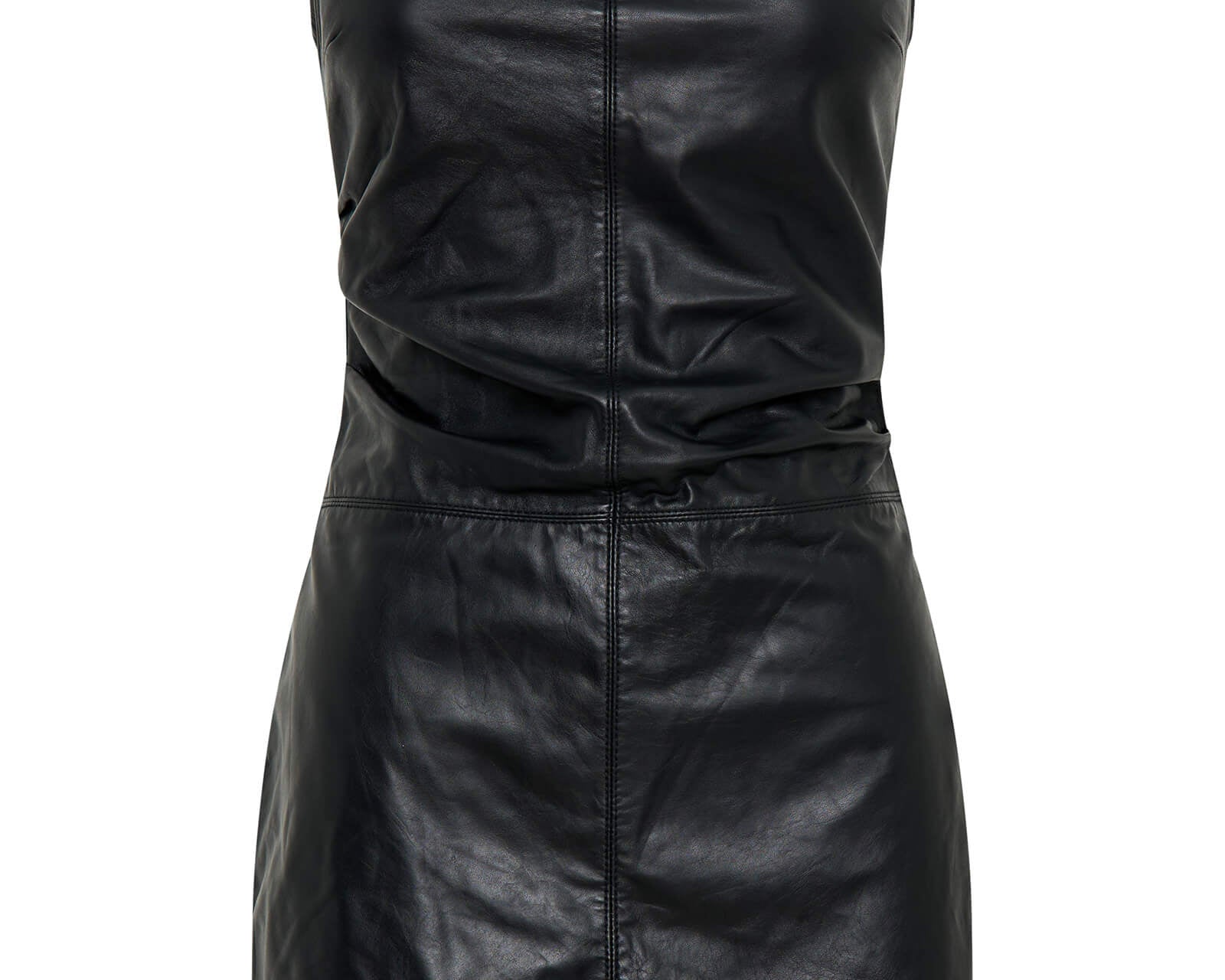 Leather Strapless Tube Dress - Black