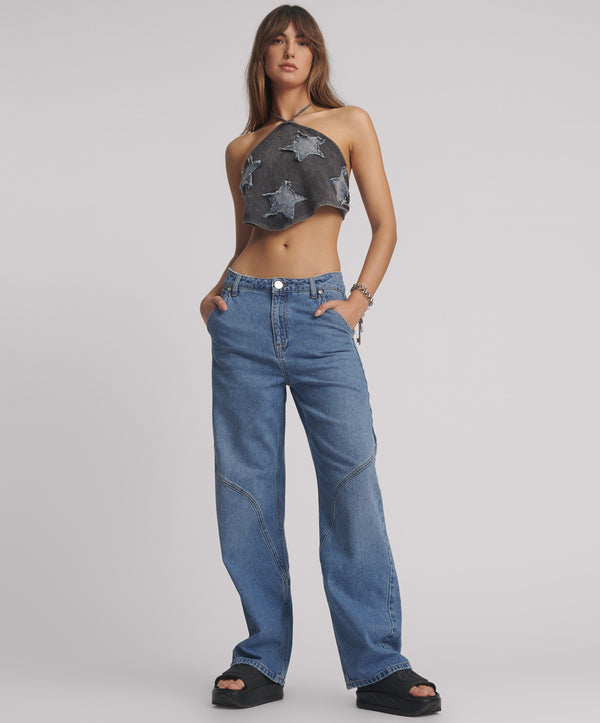 Western Wonders Mid Waist Denim Jeans - Blue Estate