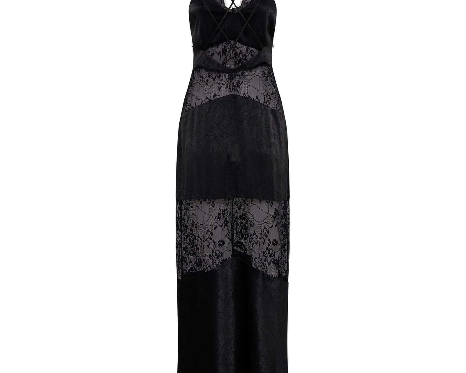 Winona Lace Long Slip Maxi Dress - Black