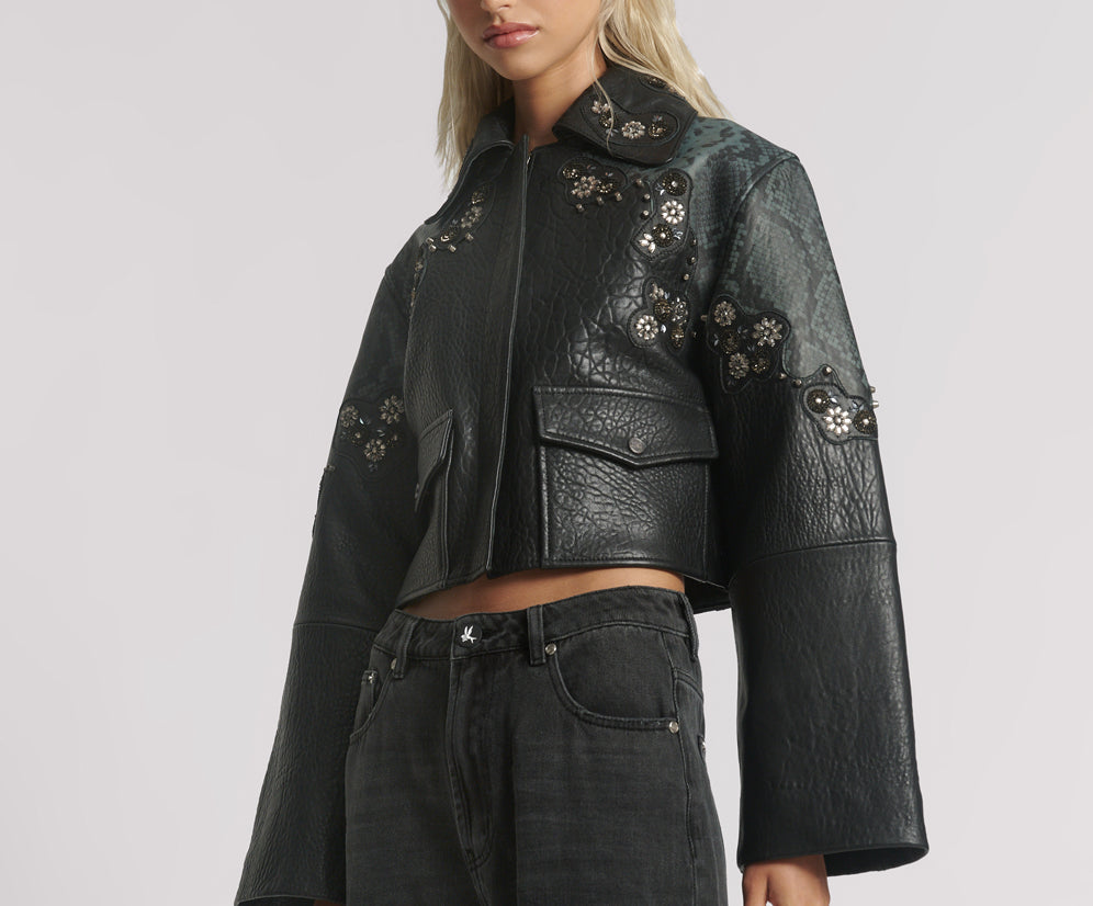 Matador Leather Cropped Jacket - Black