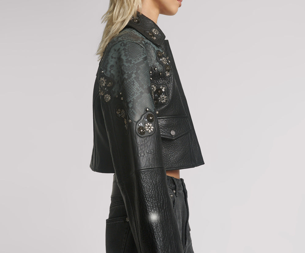 Matador Leather Cropped Jacket - Black