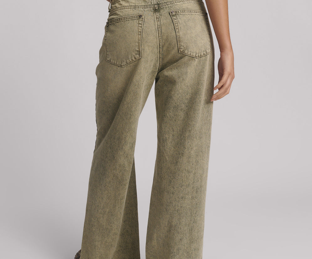 Billie Mid Waist Long Rise Straight Leg Denim Jeans - Burnt Khaki