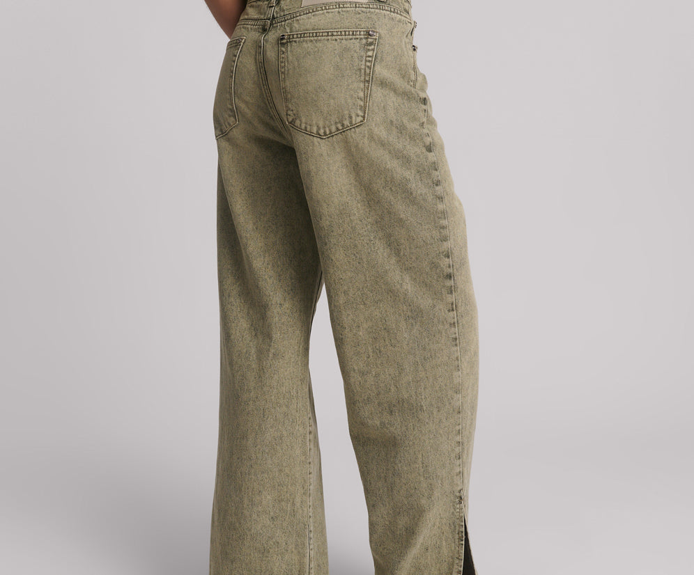 Billie Mid Waist Long Rise Straight Leg Denim Jeans - Burnt Khaki