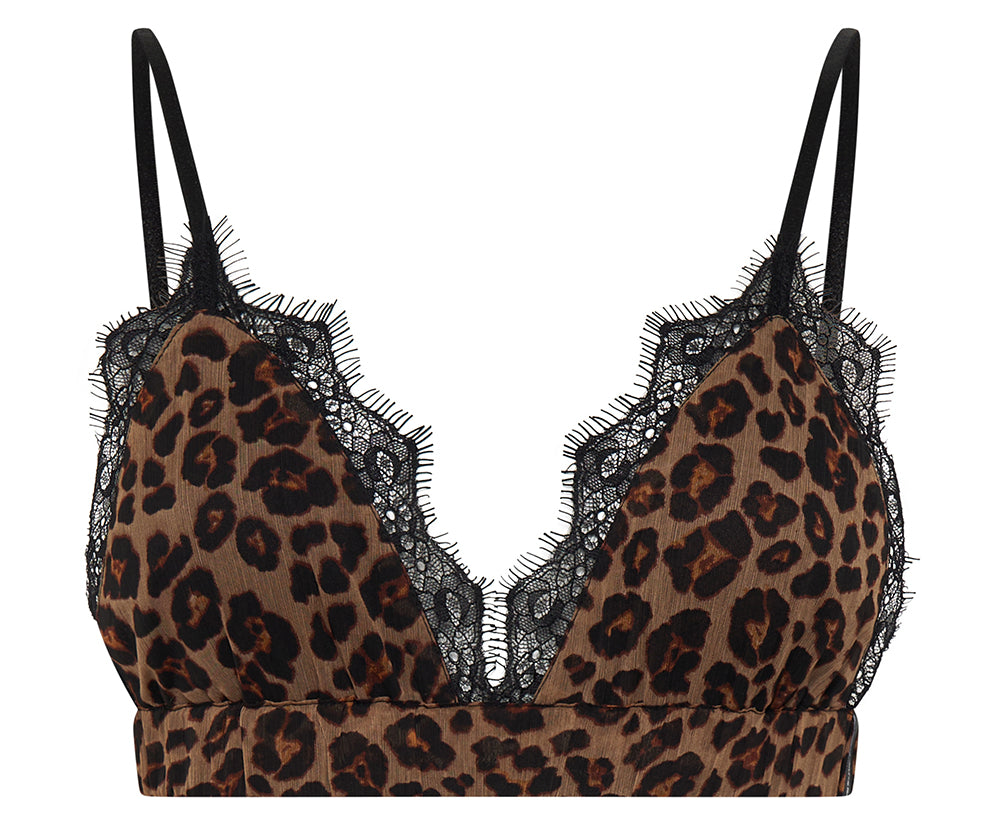 Leopard And Lace Bralette - Animal