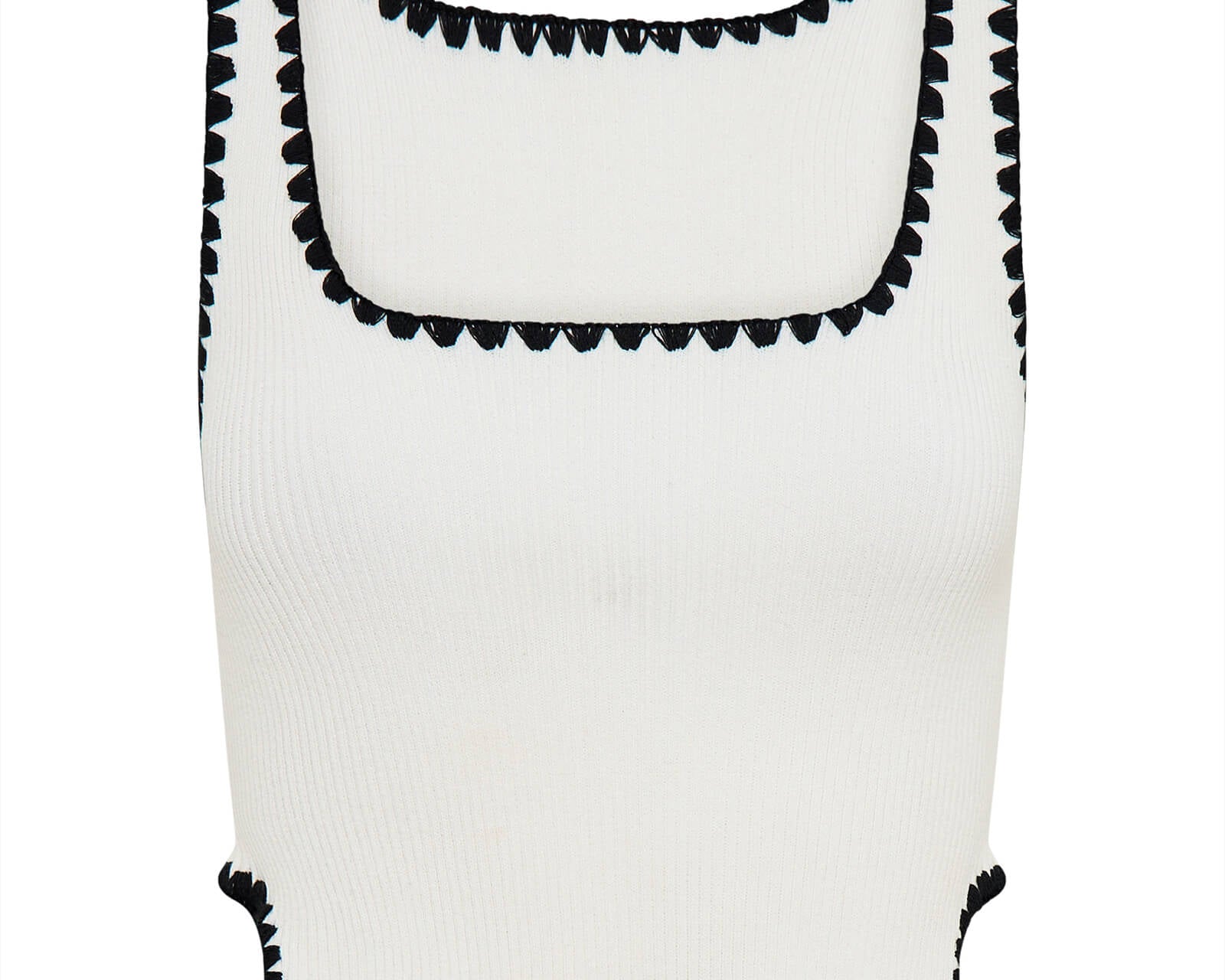 Knitted Scallop Tank Top - Cream