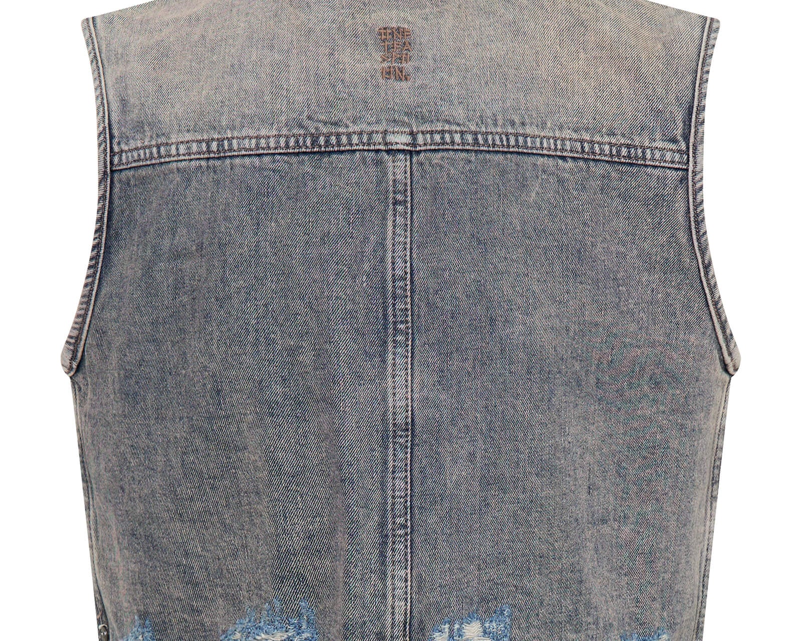 Cropped Denim Utility Vest - Island Blue