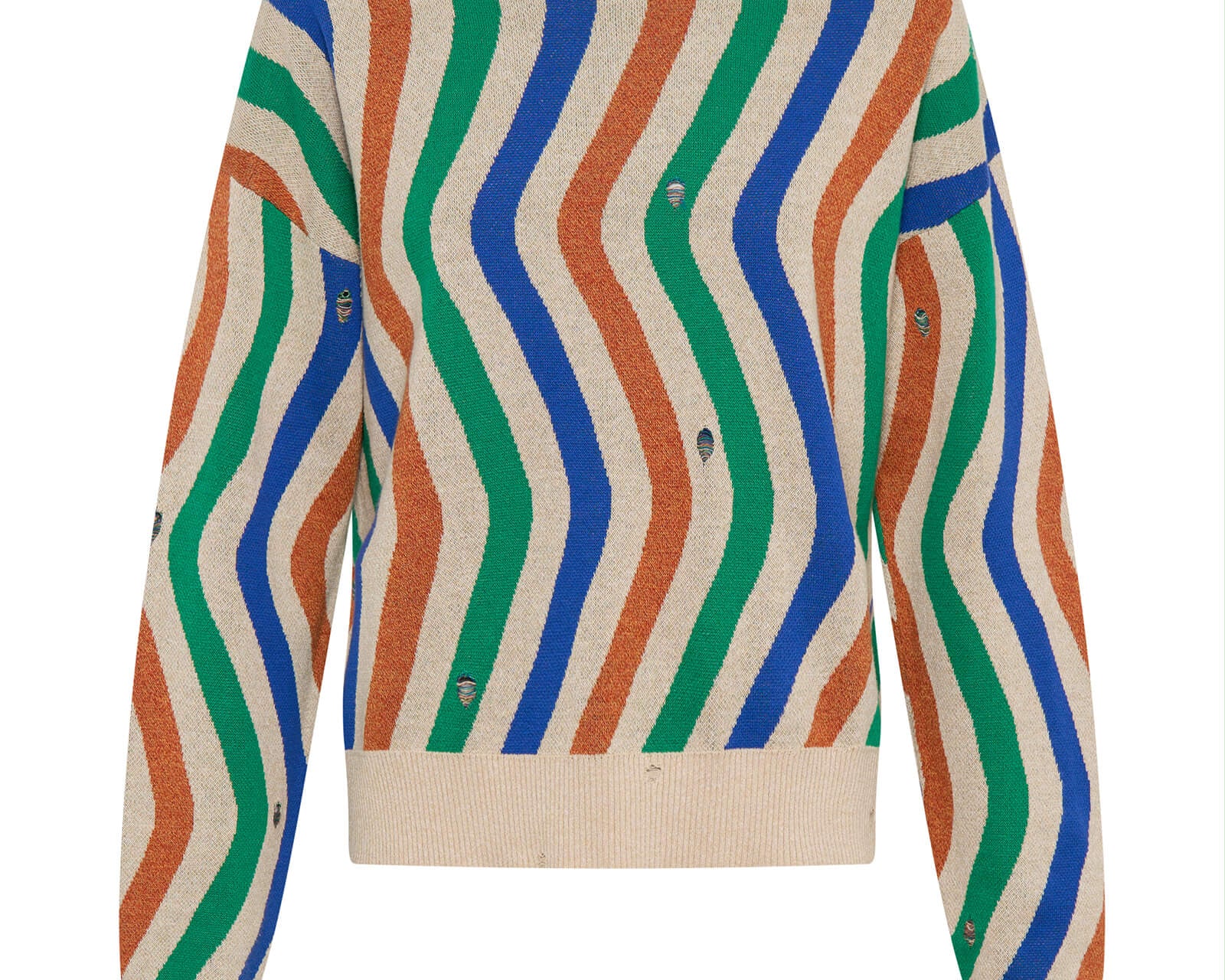 Acid Trip Knitted Wool Sweater - Striped Cream