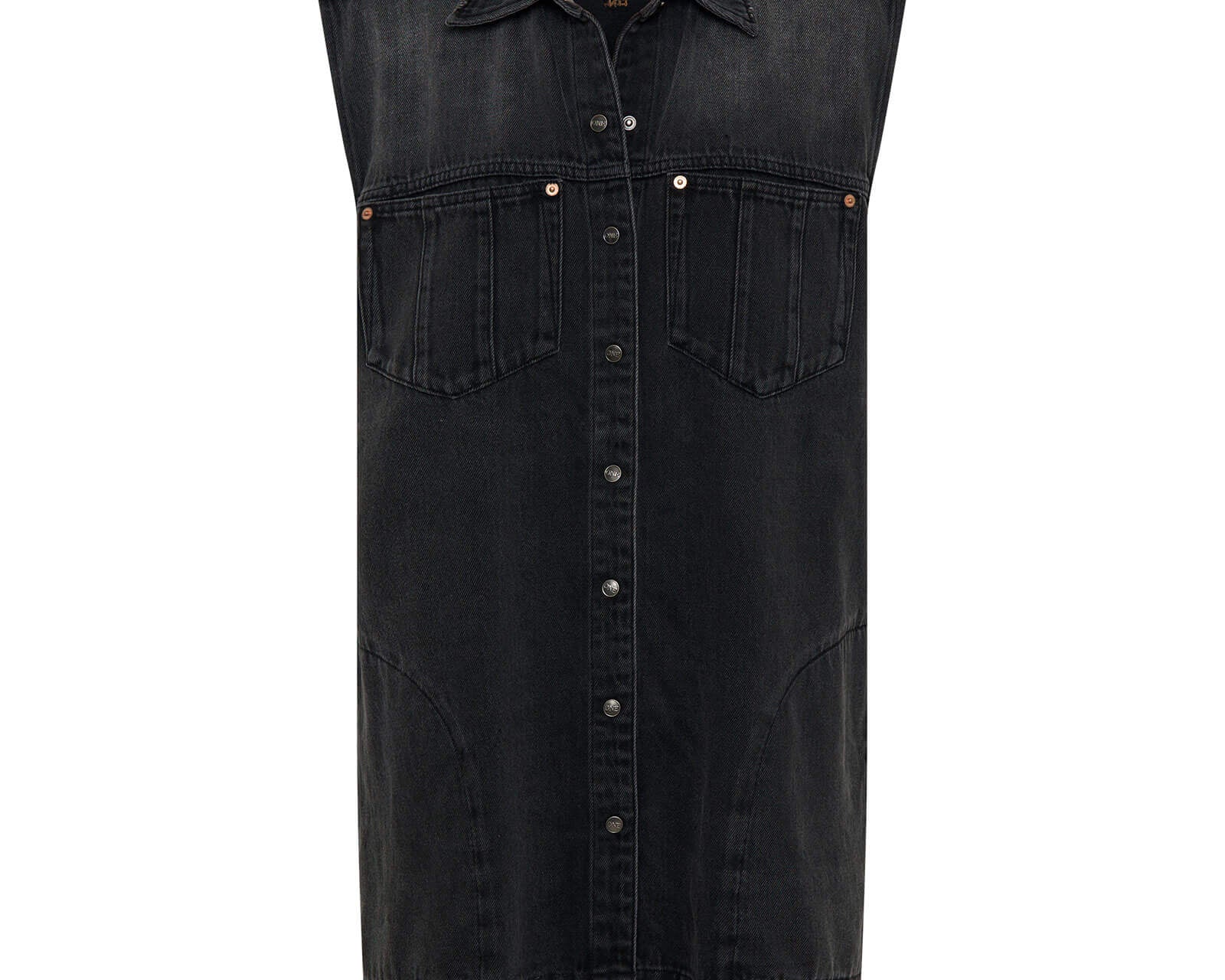 Denim Shirt Dress - Faded Black