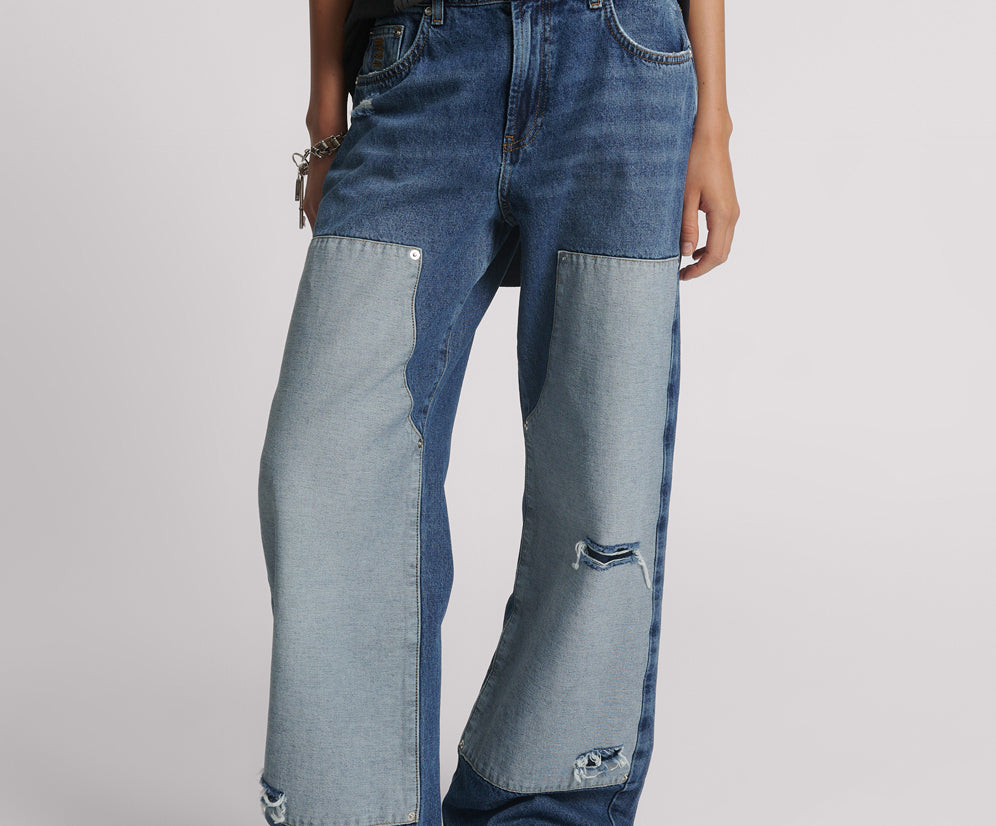 Jackson Mid Waist Wide Leg Denim Jeans - Blue Thunder