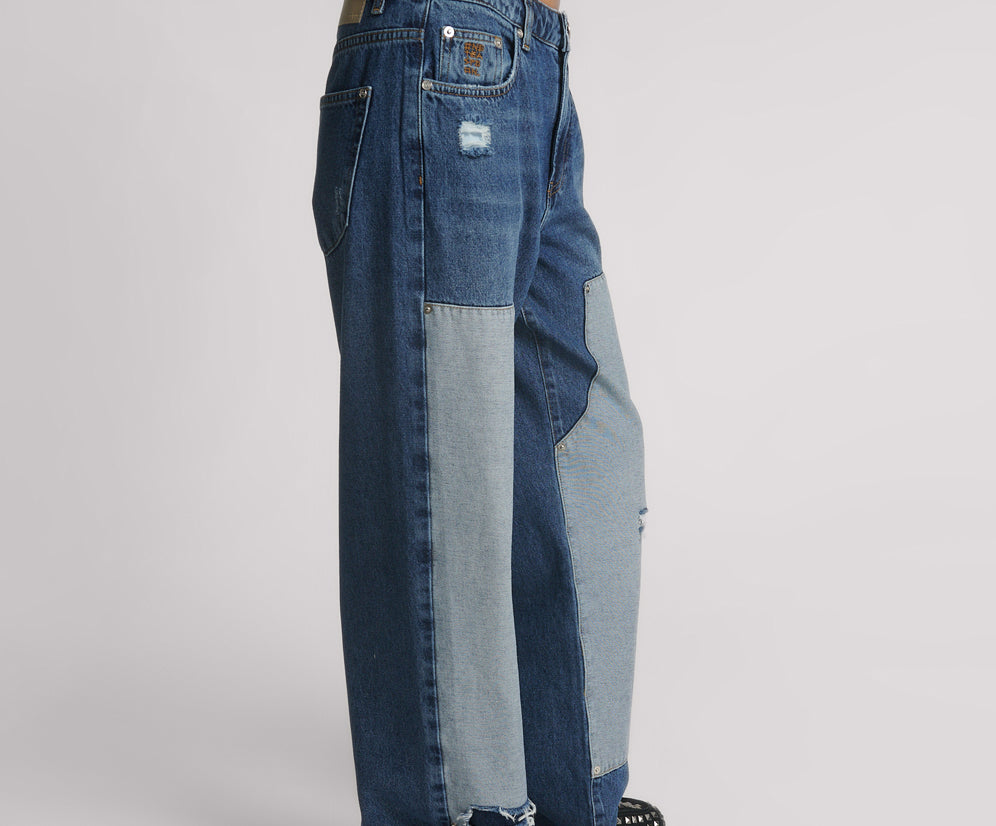 Jackson Mid Waist Wide Leg Denim Jeans - Blue Thunder