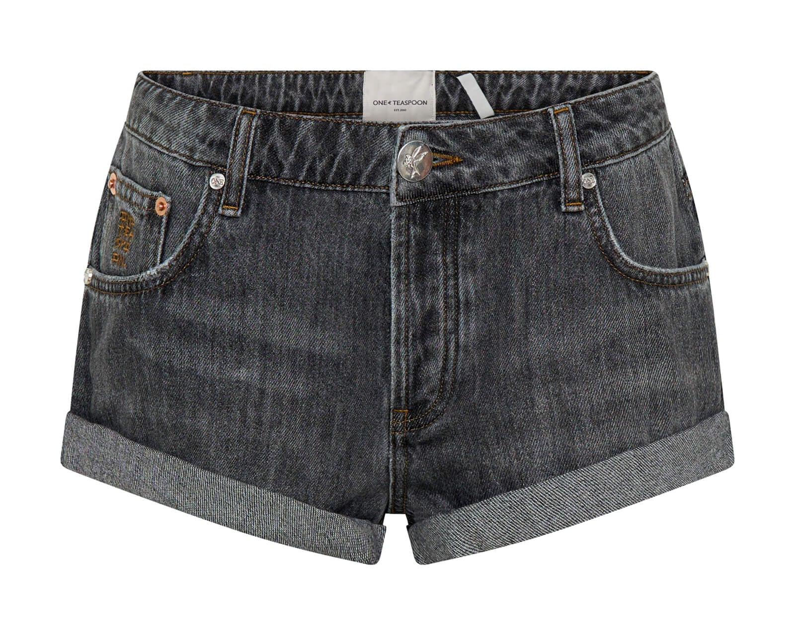 Bandits Low Waist Denim Shorts - Charcoal Black