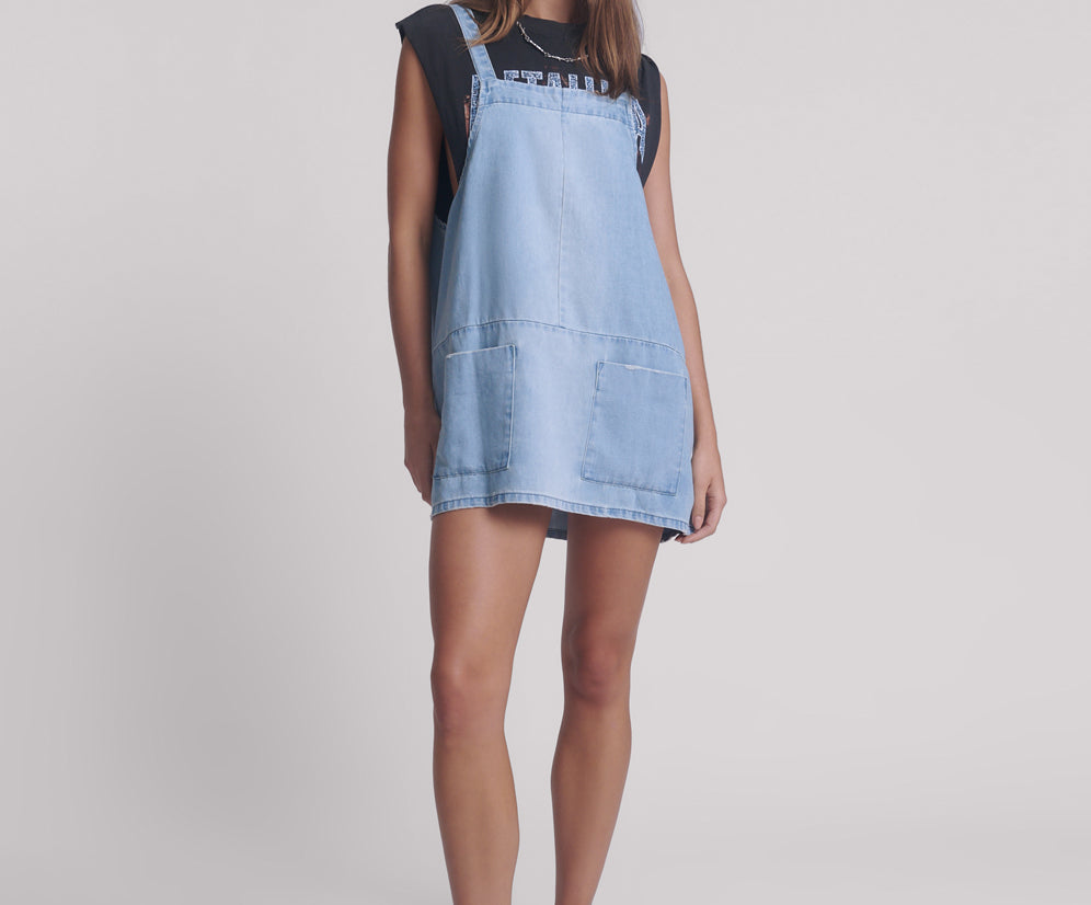 Hemp Denim Pini Mini Dress - Faded Blue