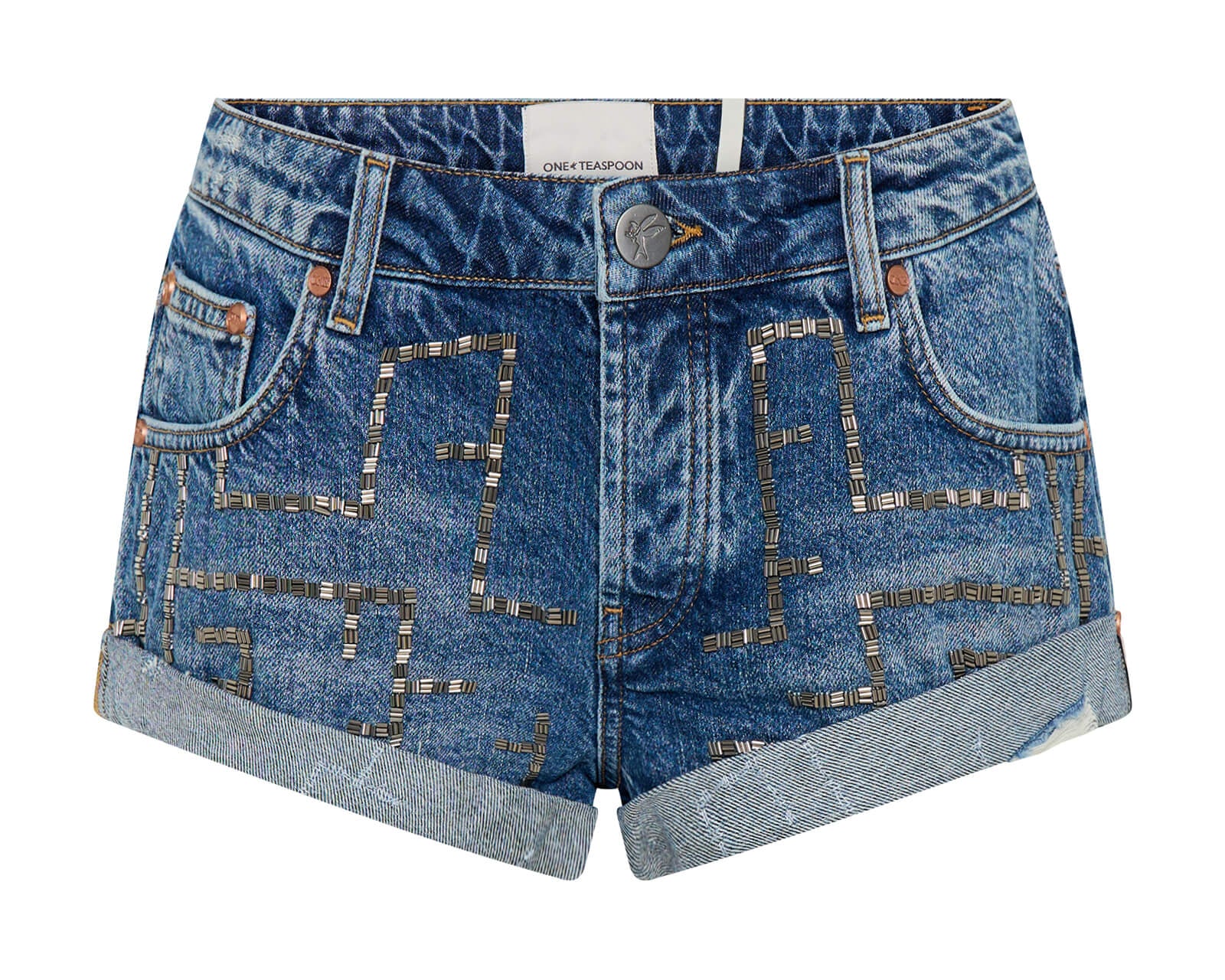 Bandits Low Waist Embellished Denim Shorts - Blue Thunder