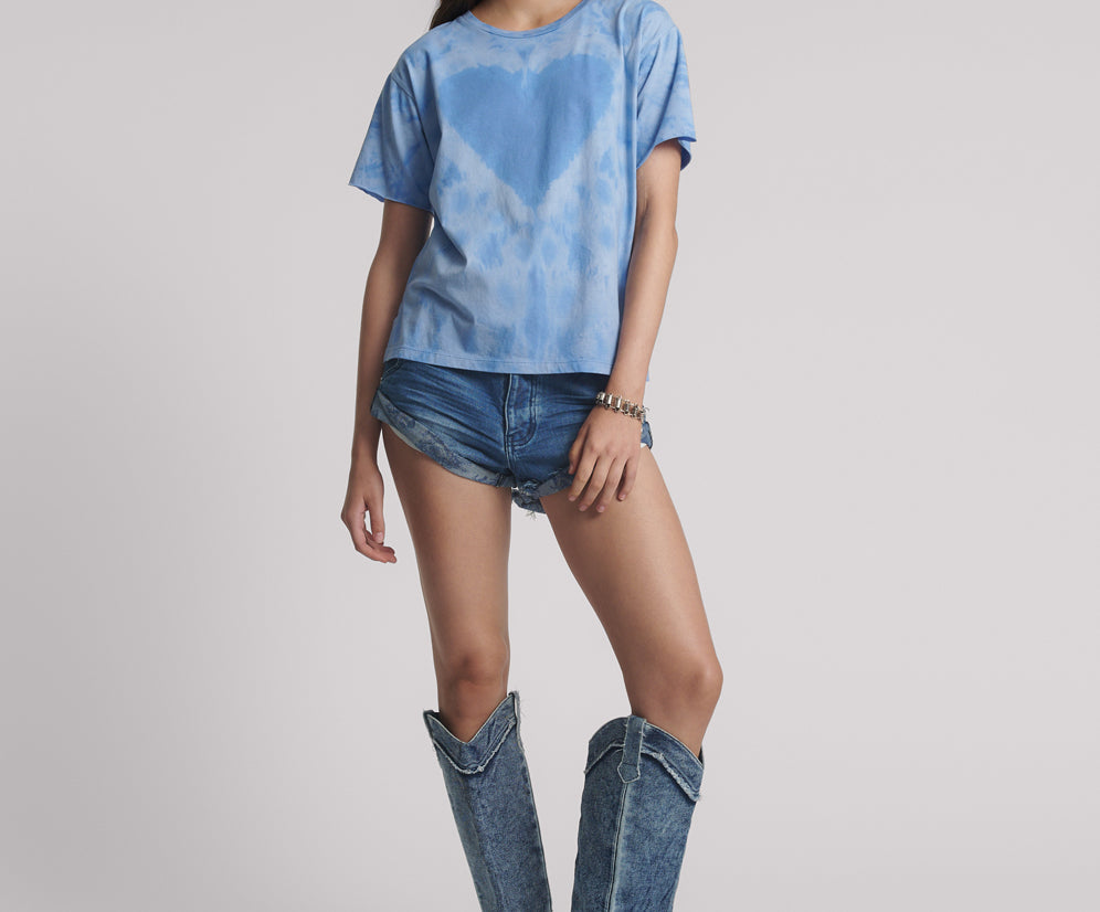 Love Sweat Split Hem Tee - Blue