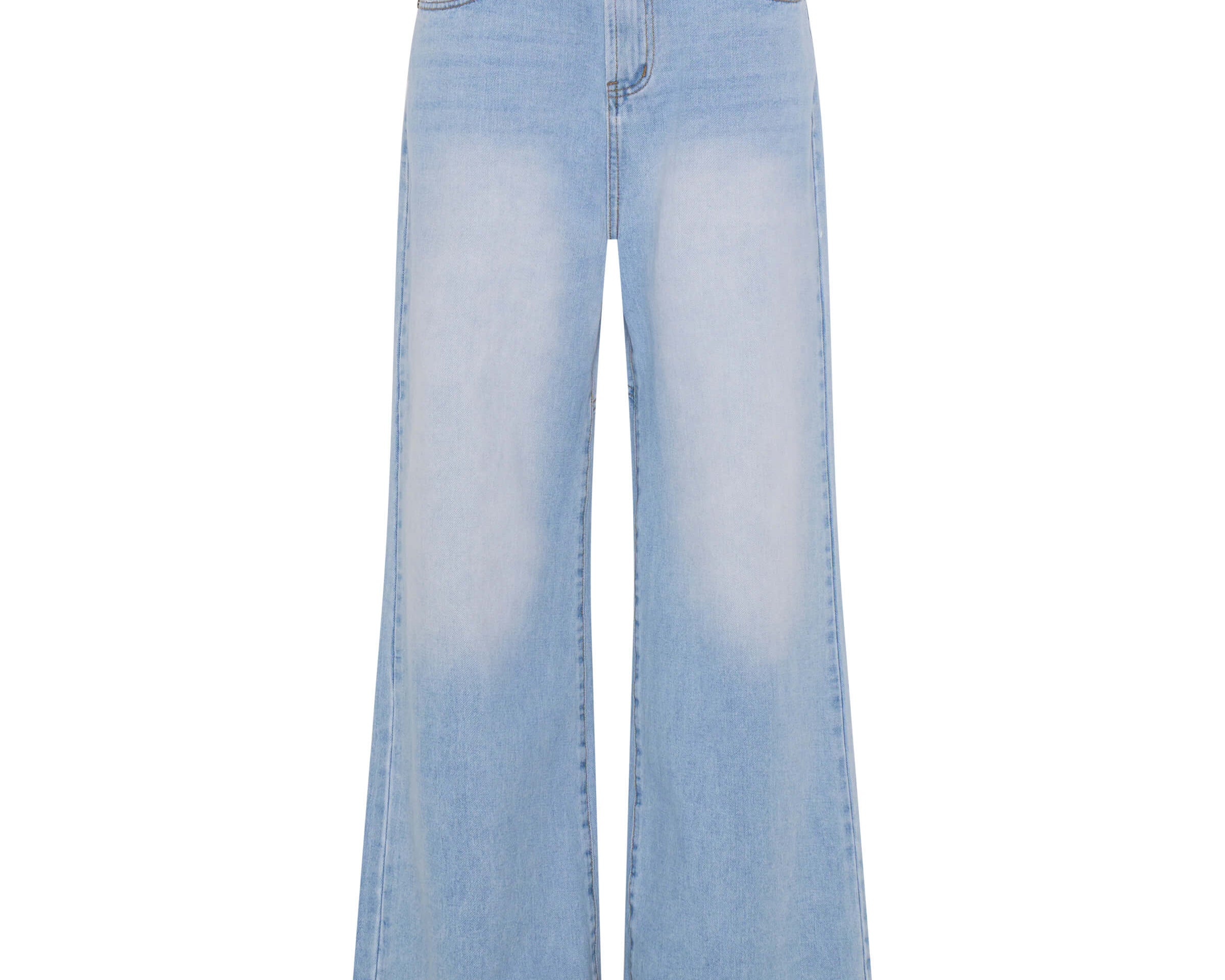 Love Machines Mid Waist Super Wide Leg Denim Jeans - Blue Heart