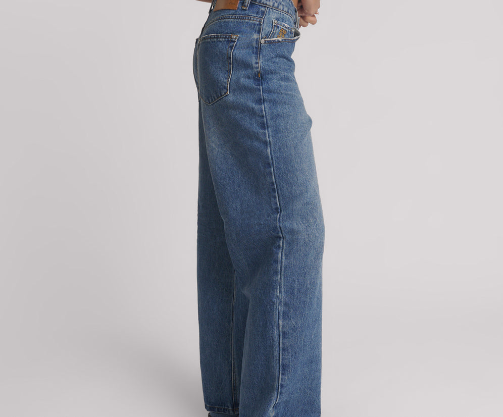 Baxters Mid Waist Wide Leg Denim Jeans - Blue Love