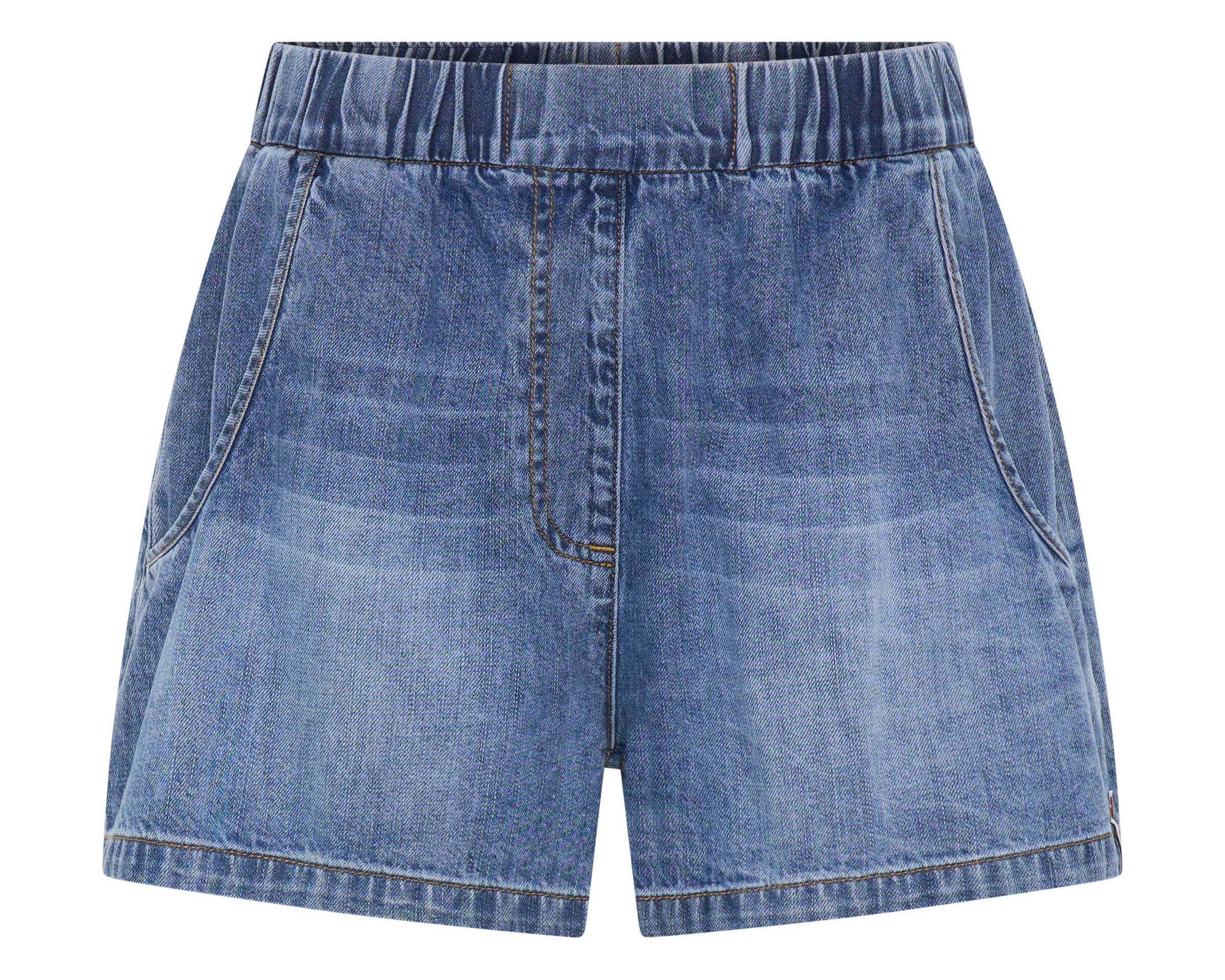 Funks High Waist Elasticated Flippy Denim Short - Blue Love