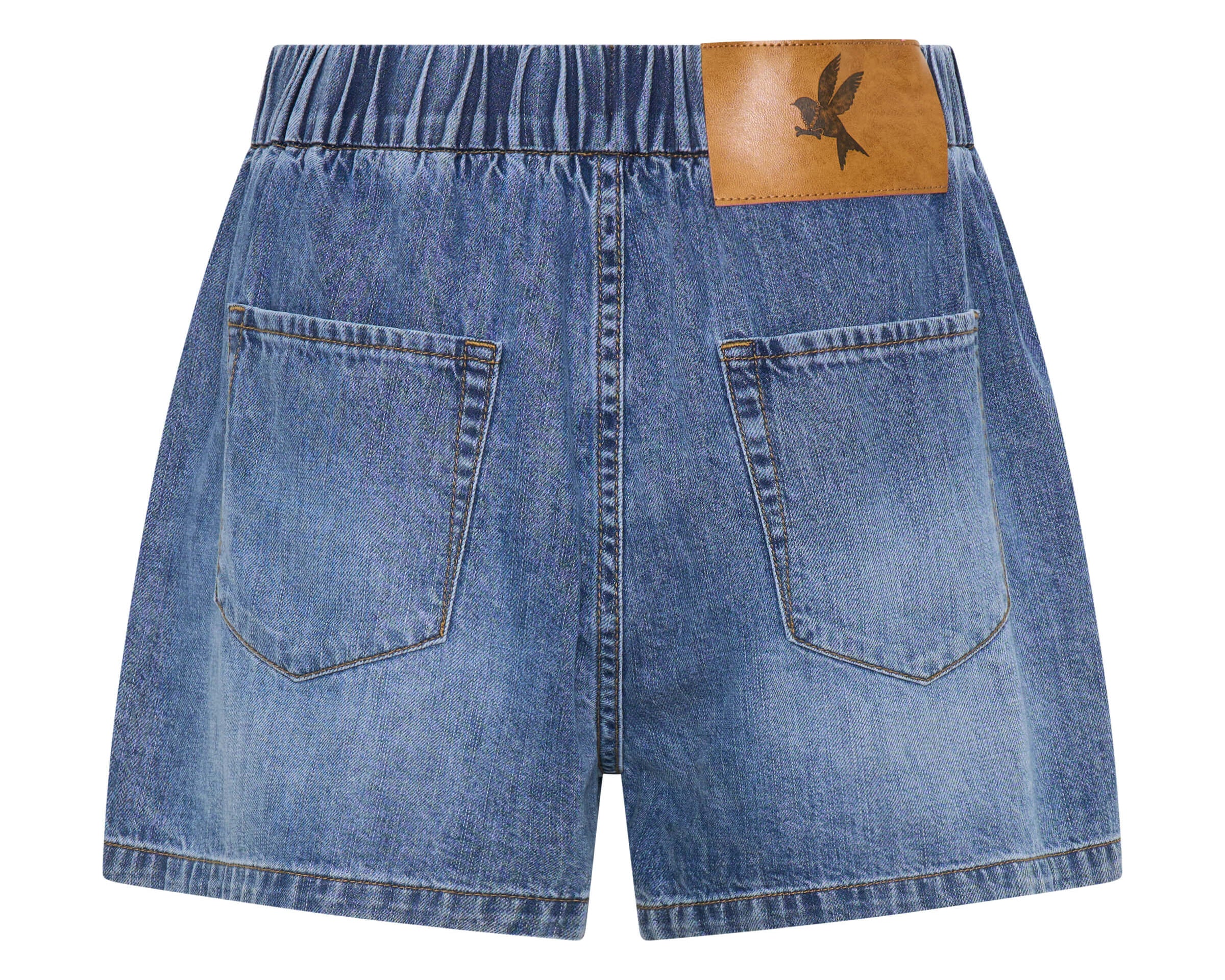 Funks High Waist Elasticated Flippy Denim Short - Blue Love