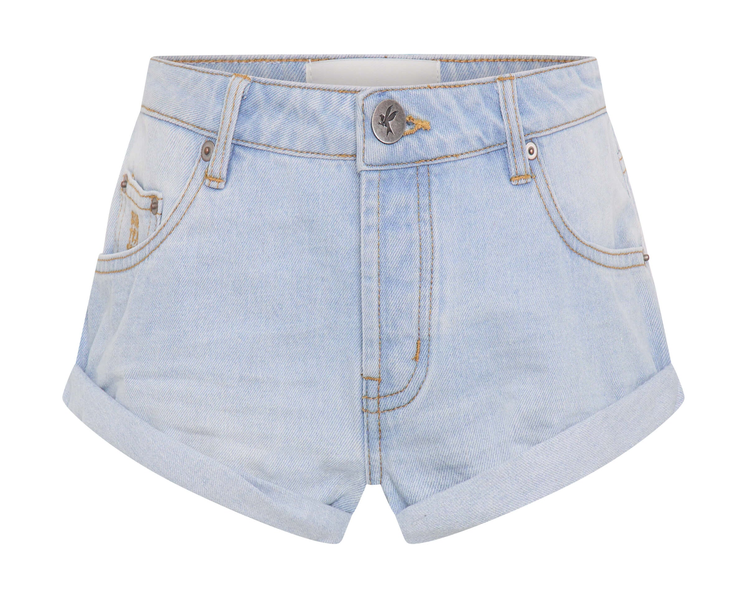 Cyber Blue Bandits Low Waist Denim Shorts - Cyber Blue