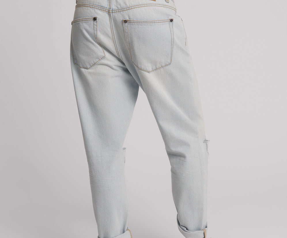 Saints Low Waist Boyfriend Denim Jeans - Cyber Blue