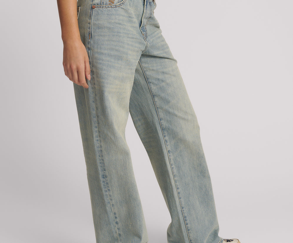 Low Riders Low Waist Wide Leg Denim Jeans - Sunkissed Blue