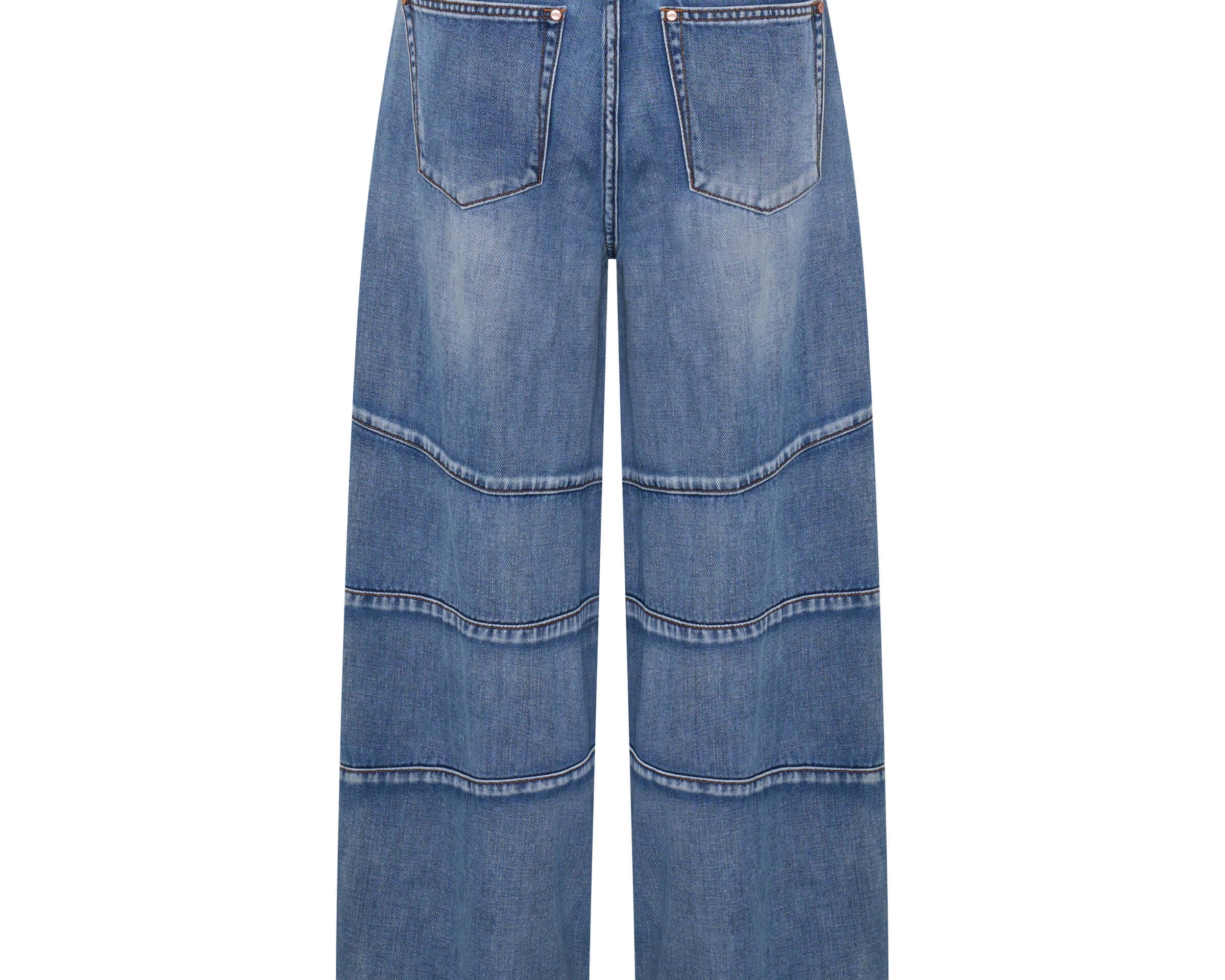 Barrel Mid Waist Wide Leg Denim Jeans - Blue Summer