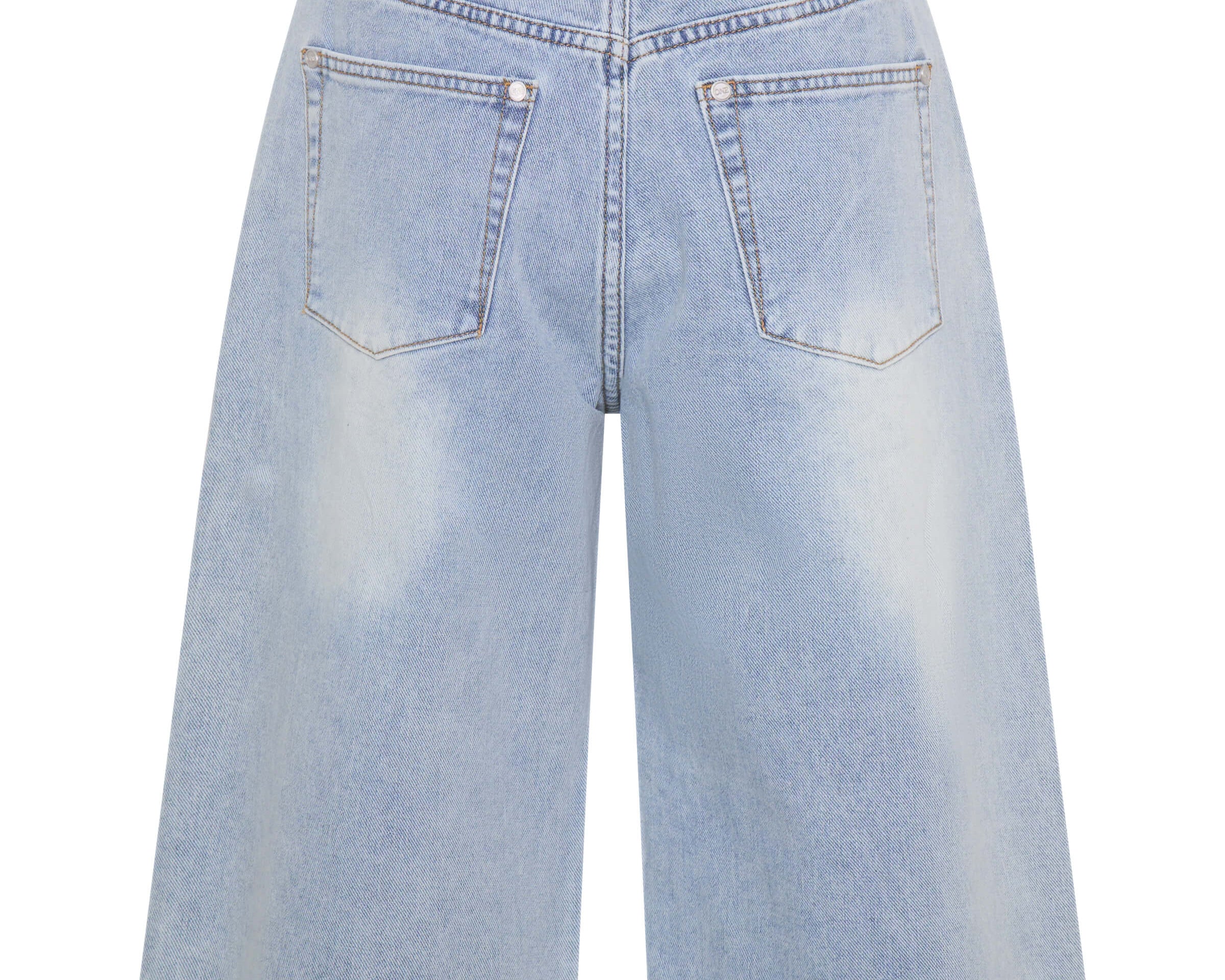 Beastie Low Waist Wide Leg Denim Shorts - Soft Blue